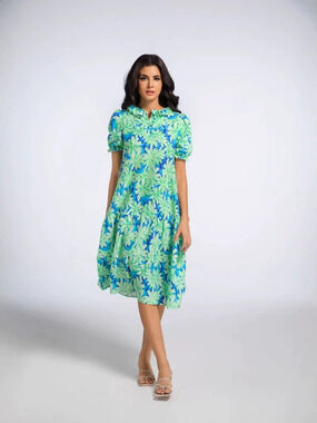 ZARA Summer Ruffle Sleeve Pleated Bow Thai Print Maxi Dress Women